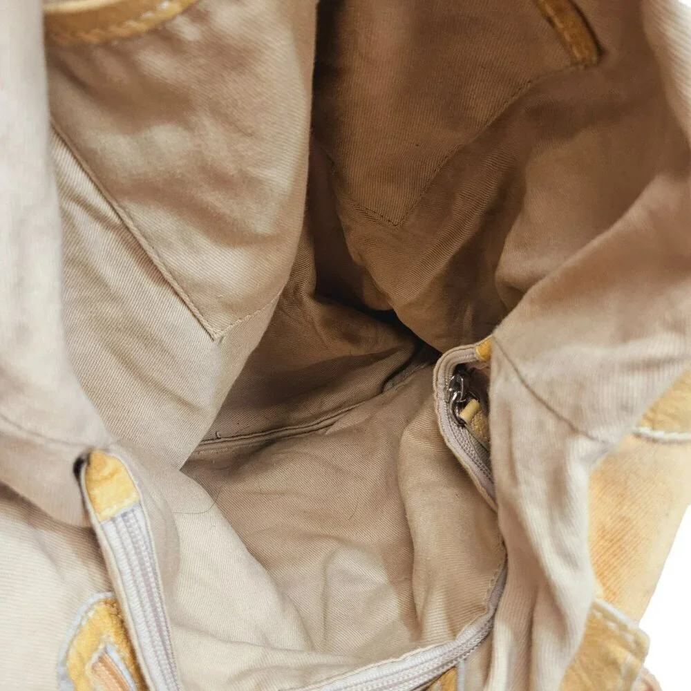 Nicoli Sunflower Yellow Canvas & Leather Tote Bag Dual‎ Handles Adjustable Strap